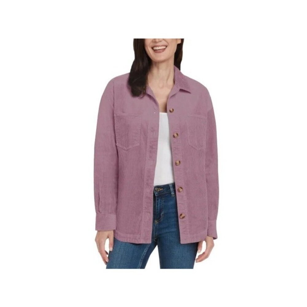 NWT Matty M Women's M Corduroy Shirt Jacket Lavender Button UpC0646